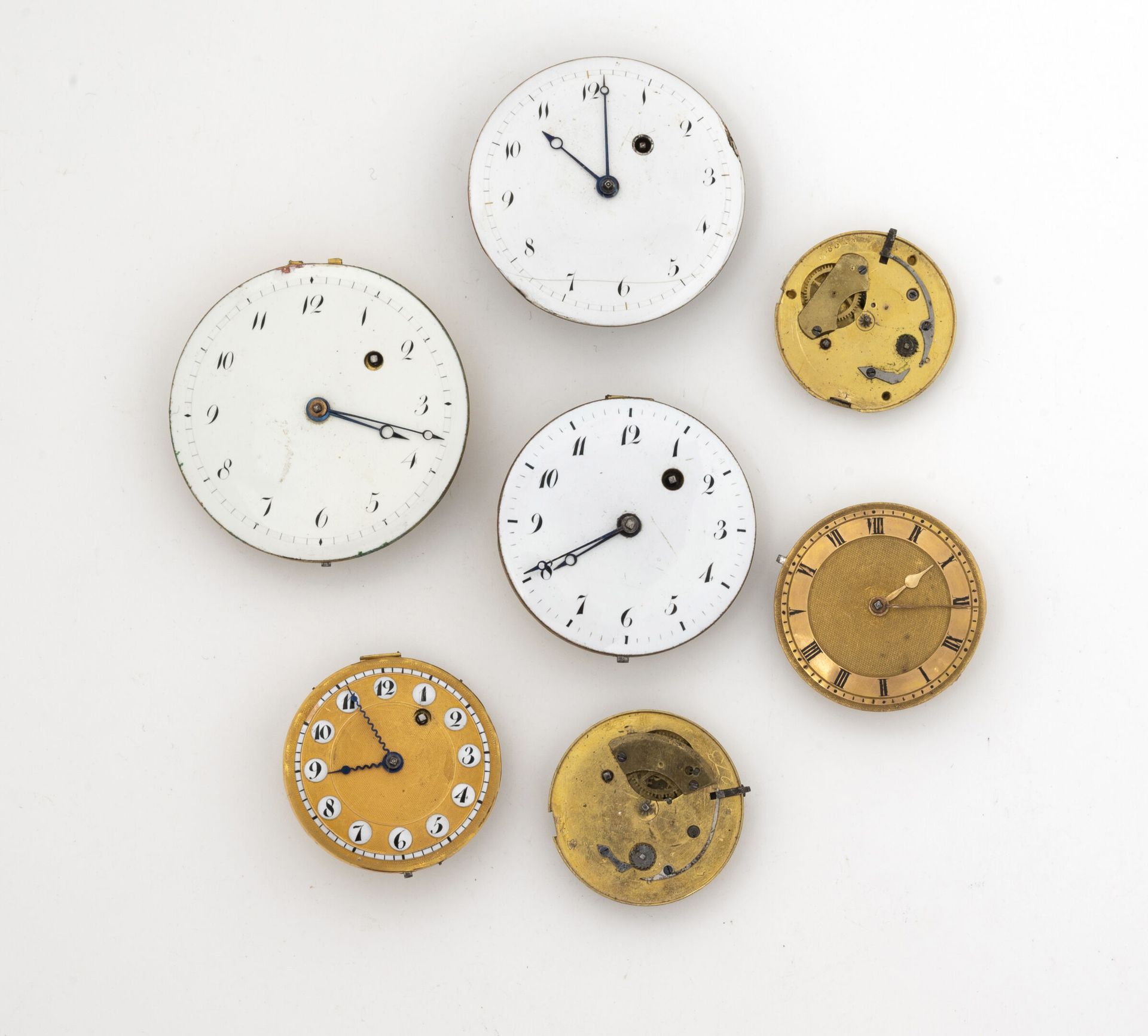 HUNZIKER (Paris), REVEL (Paris)... Lote de piezas de relojes de bolsillo (esfera&hellip;