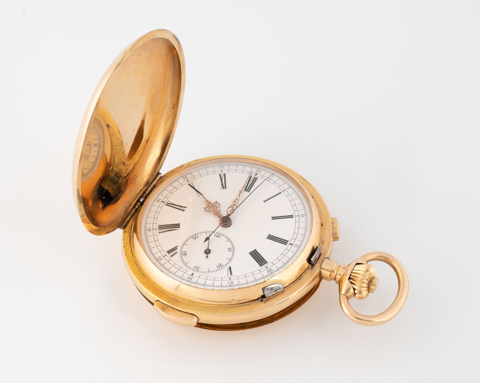 Null Schöne Chronographenuhr mit Schlagwerk aus Gelbgold (750) mit Stunden- und &hellip;