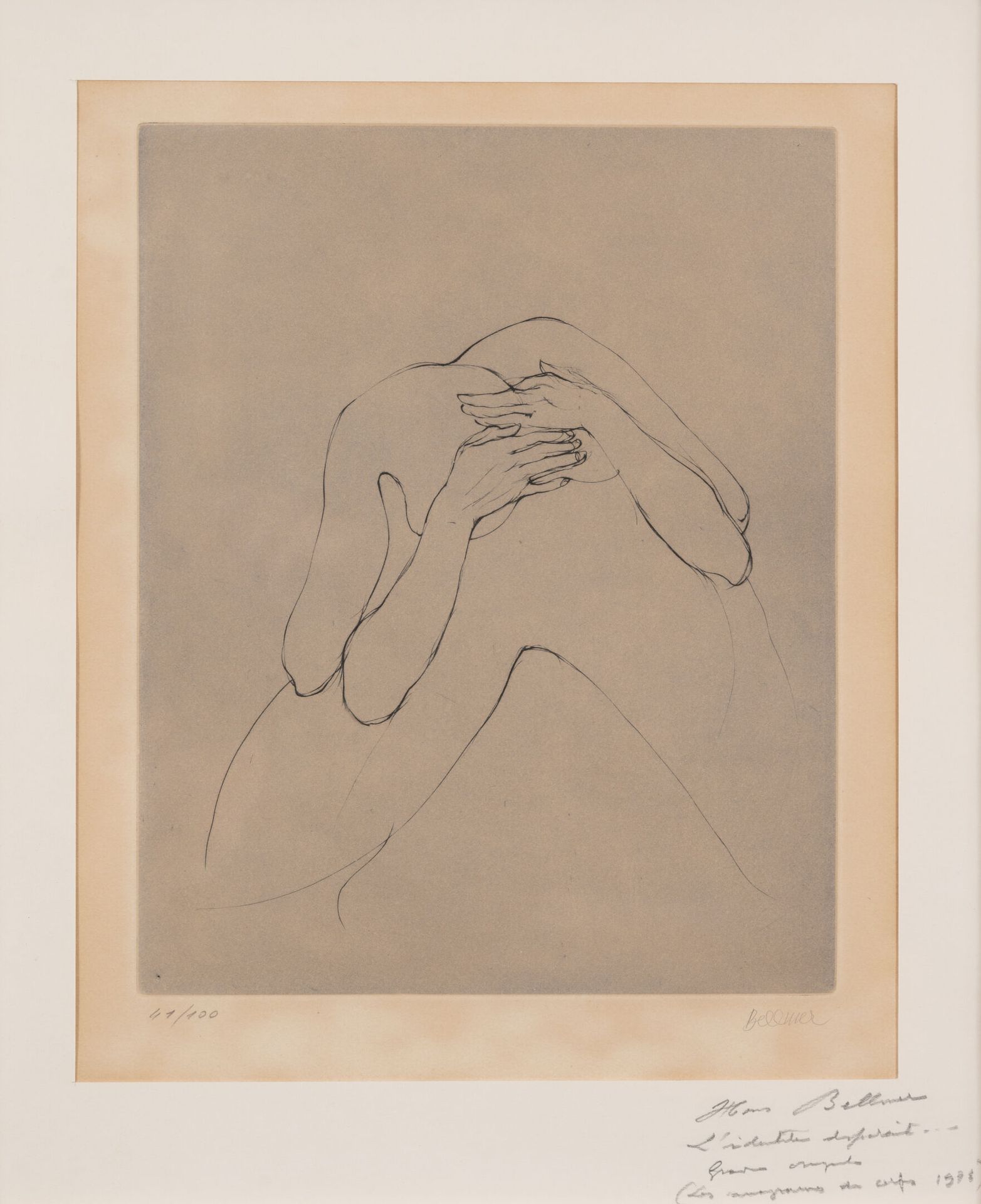 Hans BELLMER (1902-1975) 身份消失了。
纸上蚀刻画。
右下方有签名，左下方有编号41/100。
33,5 x 27,5厘米（见图）。
有&hellip;