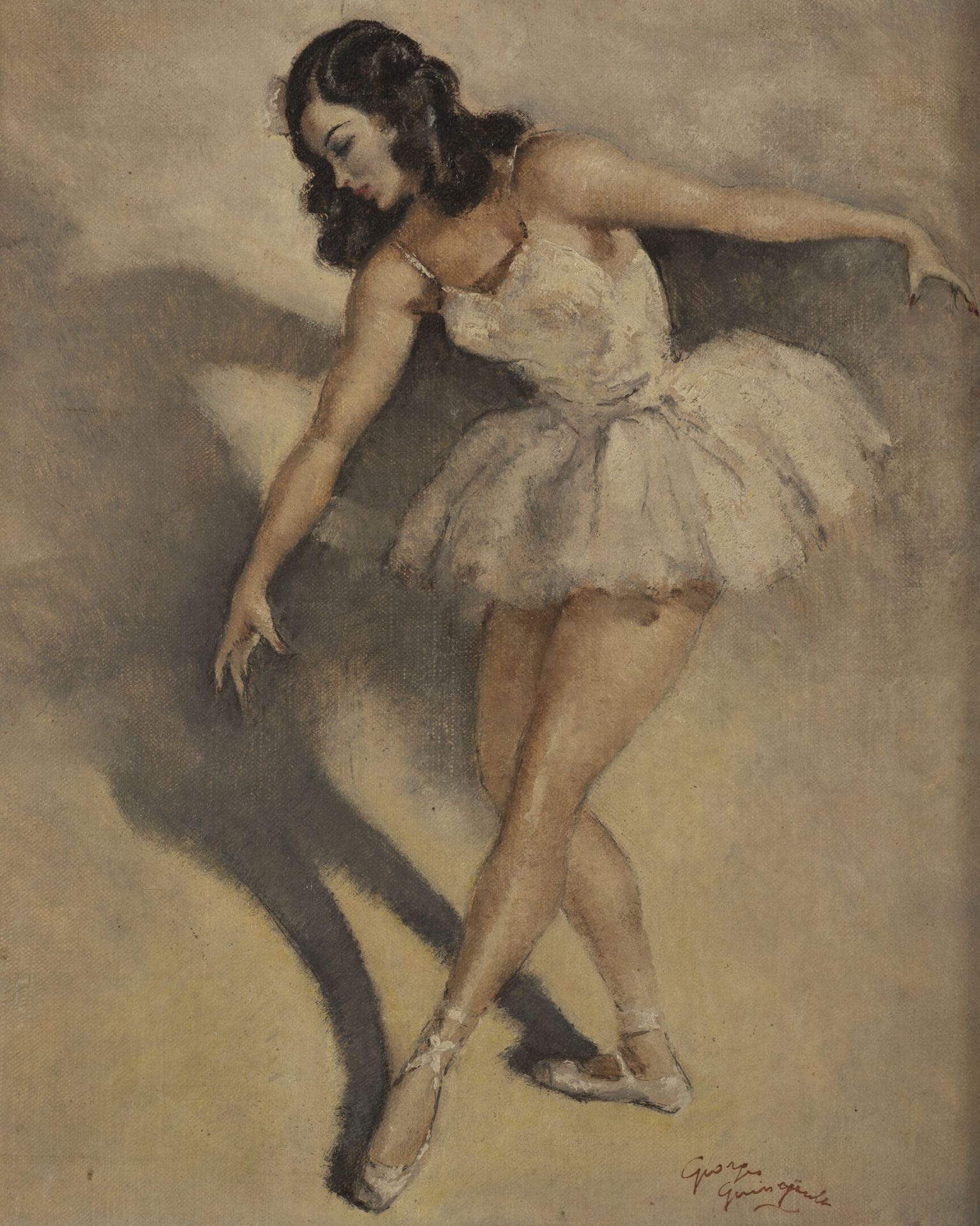 Georges Pierre GUINEGAULT (1893-1982) La ballerine.
Huile sur toile.
Signée en b&hellip;