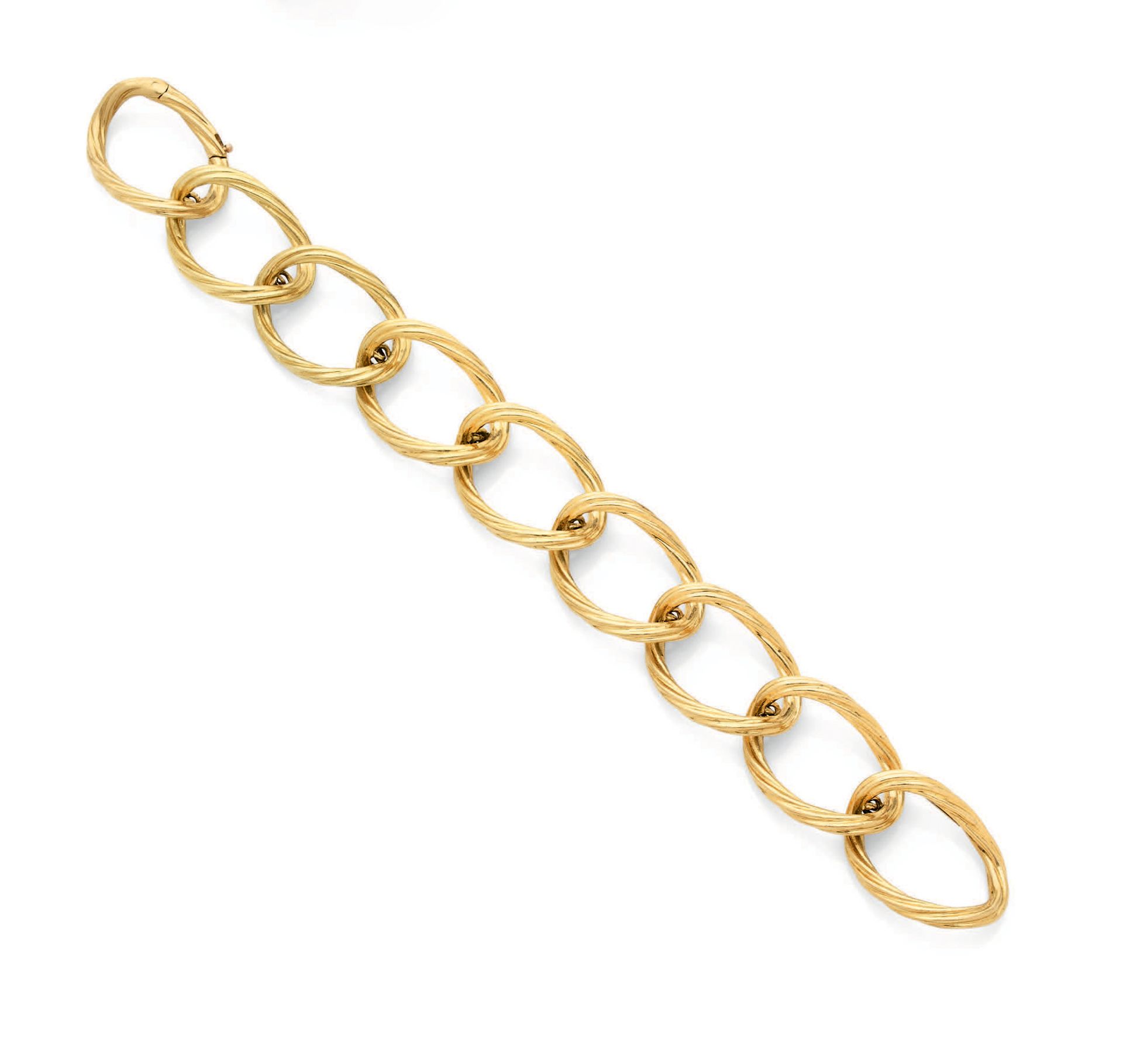 MAUBOUSSIN, Paris Bracelet articulé en or jaune (750) à neuf maillons ovales tor&hellip;