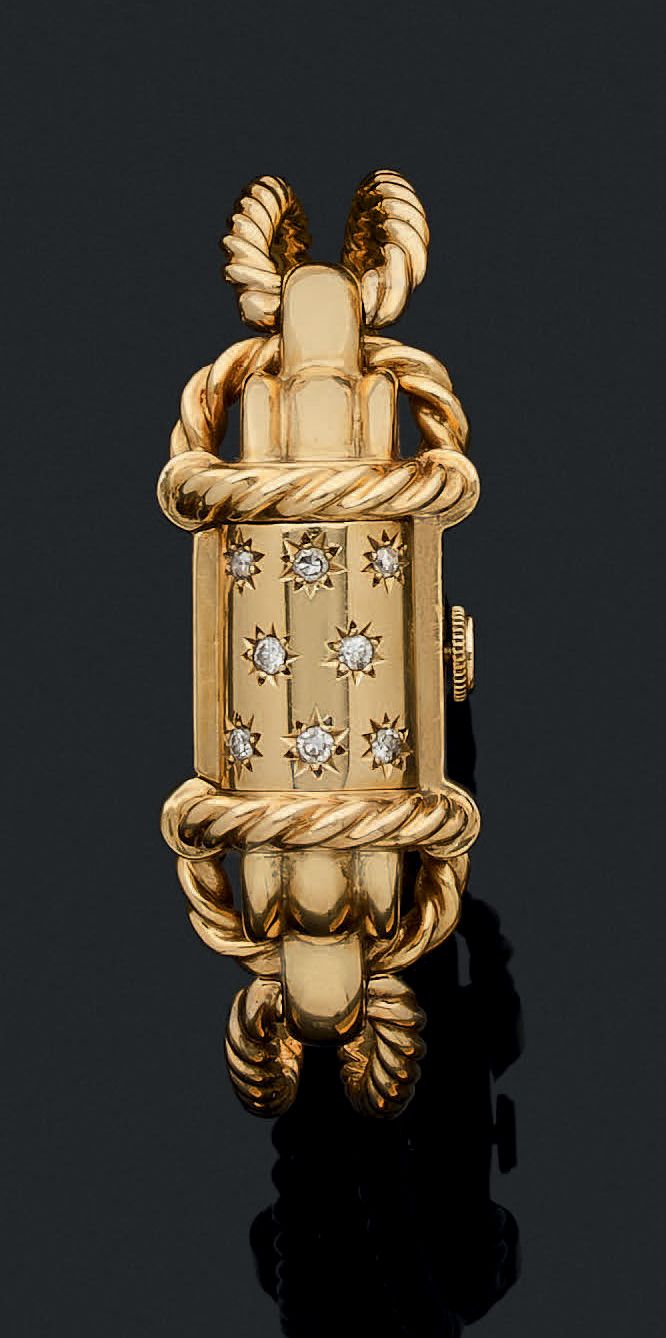 JAEGER LECOULTRE Montre bracelet de dame en or jaune (750).
Boîtier rectangulair&hellip;