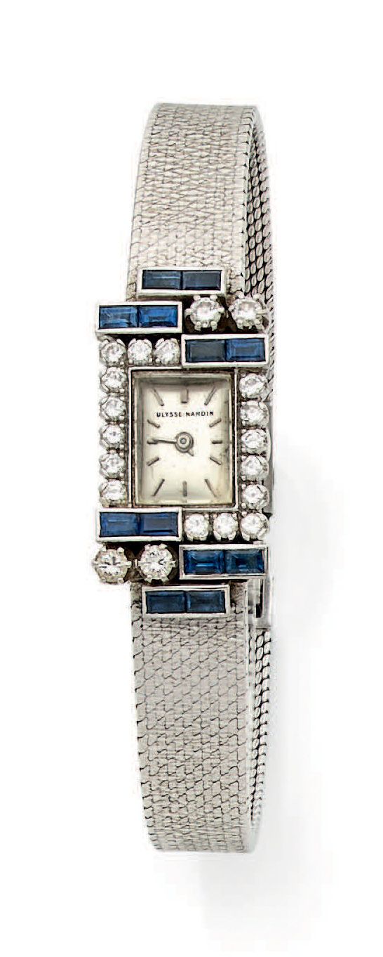 Ulysse NARDIN Elégante montre bracelet de dame en or gris (750). 
Boîtier rectan&hellip;