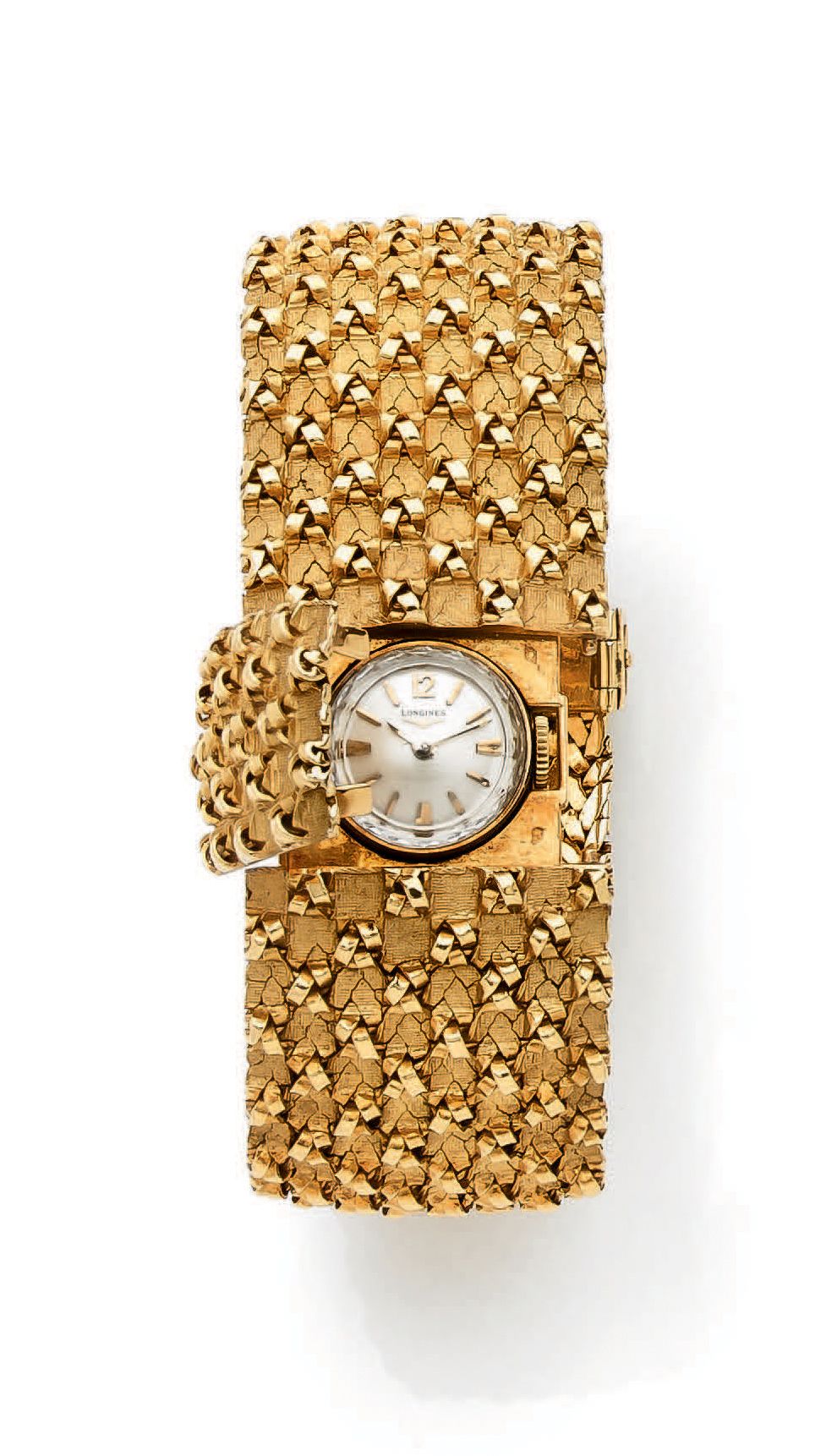 LONGINES Elégante montre bracelet de dame en or jaune (750) formant bracelet rub&hellip;