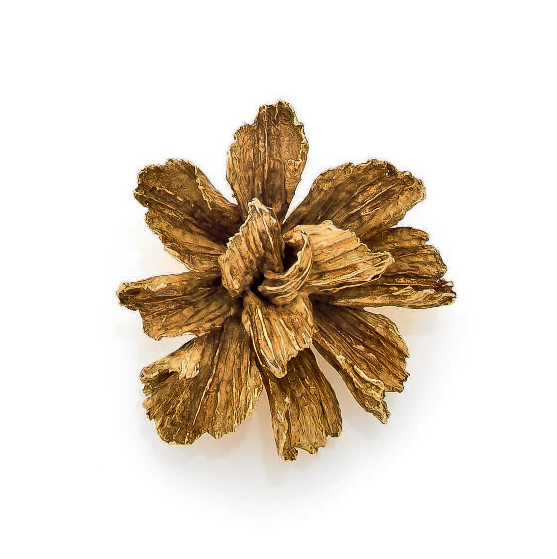 HERMES Paris Clip de revers en or jaune (750) amati à motif d'une fleur épanouie&hellip;