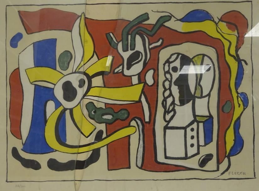 Fernand LÉGER (1881-1955) 

Composition fleur bustes et formes.

Lithographie su&hellip;