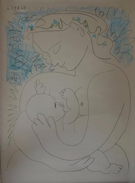 D'aprés Pablo Picasso (1881-1973) 

Maternité, 1963. 

Lithographie offset en co&hellip;