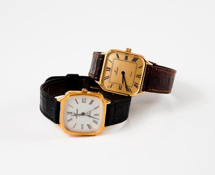 Alexandre FLAMAND 

Deux montres bracelet d'homme. 

Boitiers rectangulaires, à &hellip;