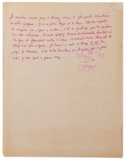 COCTEAU Jean (1889-1963) 
Note autographe relative à Yvonne de Bray et aux Paren&hellip;