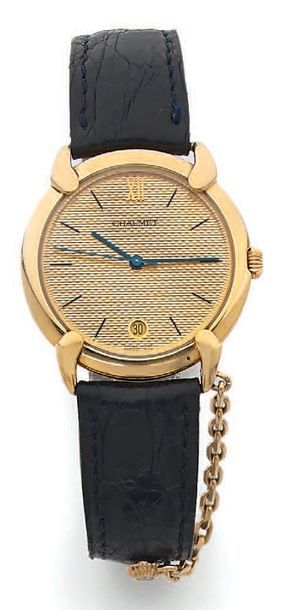 CHAUMET Griffe
Montre bracelet mixte.
Boîtier rond en or jaune (750).
Cadran à f&hellip;