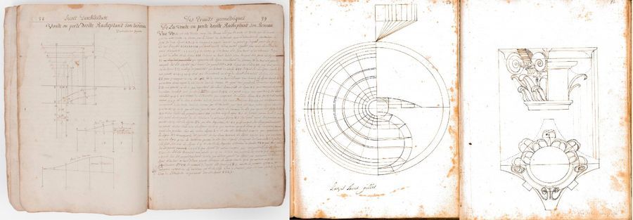 Null Deux manuscrits brochés, in-folio, à reliure en vélin :

- Secret d'archite&hellip;
