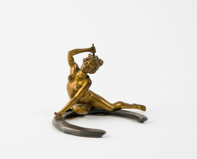 GEORGES RECIPON (1860-1920) 

Le porte-bonheur. 

Epreuve en bronze à double-pat&hellip;