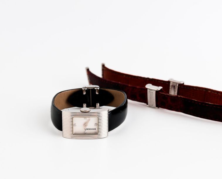 BOUCHERON, REFLET 

Montre bracelet de dame. 

Boîtier rectangulaire en acier à &hellip;