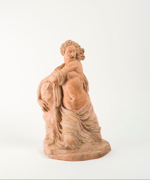 JOE DESCOMPS (1869-1950) 

Female subject kneeling. 

Patinated terracotta test.&hellip;