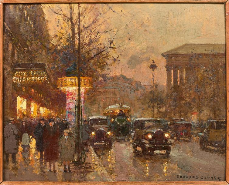 Edouard CORTES (1882-1969) Boulevard de la Madeleine, Aux Trois Quartiers.
Huile&hellip;