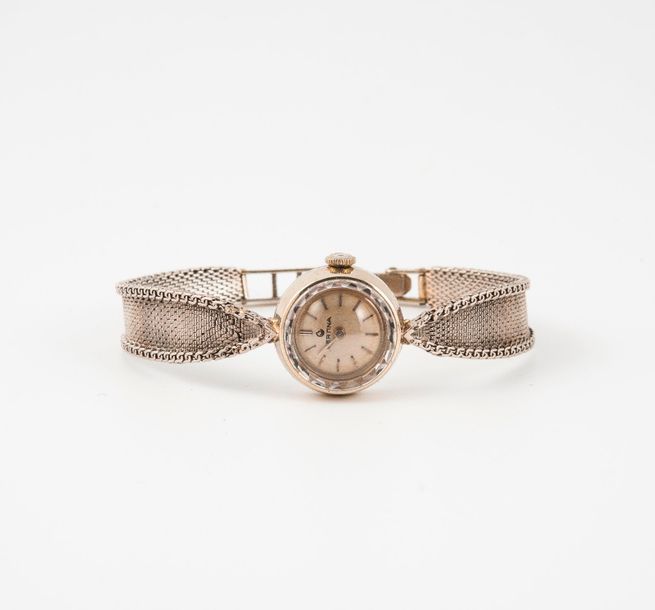 CERTINA 

Montre bracelet de dame en or gris (750) 

Boîtier rond, lunette crant&hellip;