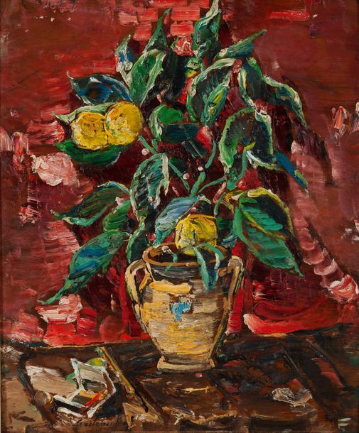 Alexis GRITCHENKO (1883-1977) Bouquet de branches de citronnier.
Huile sur panne&hellip;