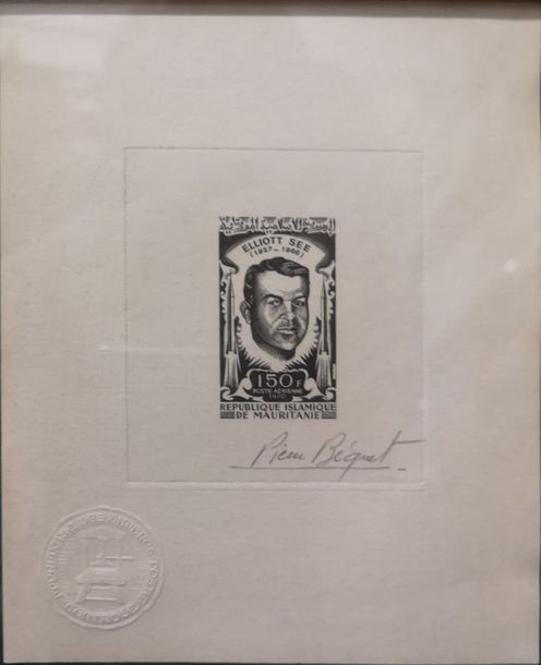 Pierre BEQUET 

Elliott See.

Epreuve d'artiste pour un timbre-poste de 150 Fr.
&hellip;