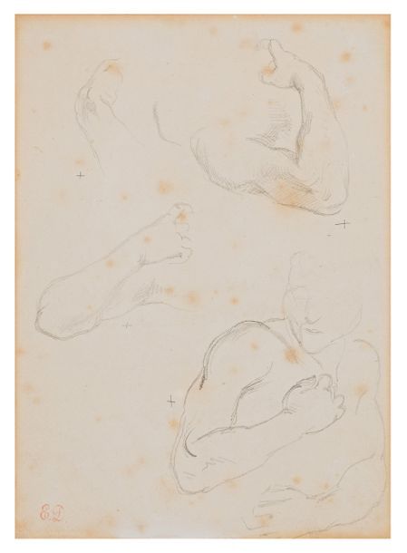 Eugène DELACROIX (1798-1863) 
Étude de bras
Dessin au crayon noir, porte le timb&hellip;