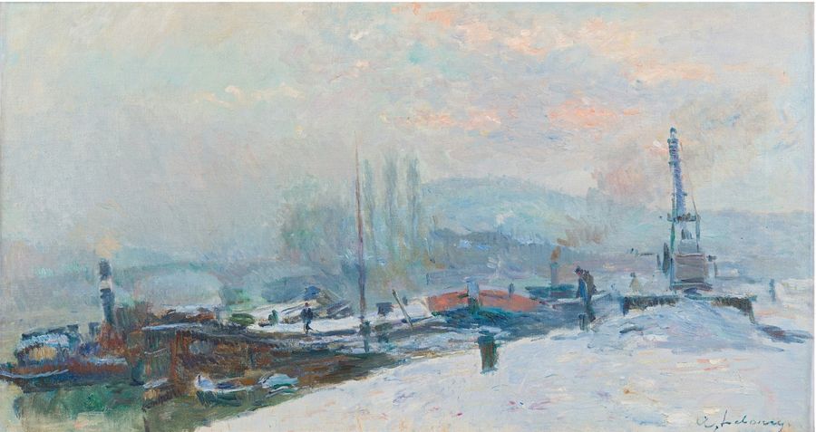 ALBERT LEBOURG (1849-1928) 
La Seine et l'île Lacroix à Rouen Huile sur toile, s&hellip;