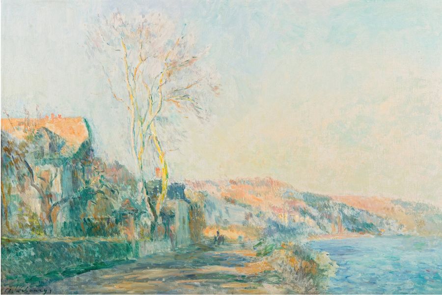 ALBERT LEBOURG (1849-1928) 
Bord de la Seine à Dieppedalle, environs de Rouen Hu&hellip;