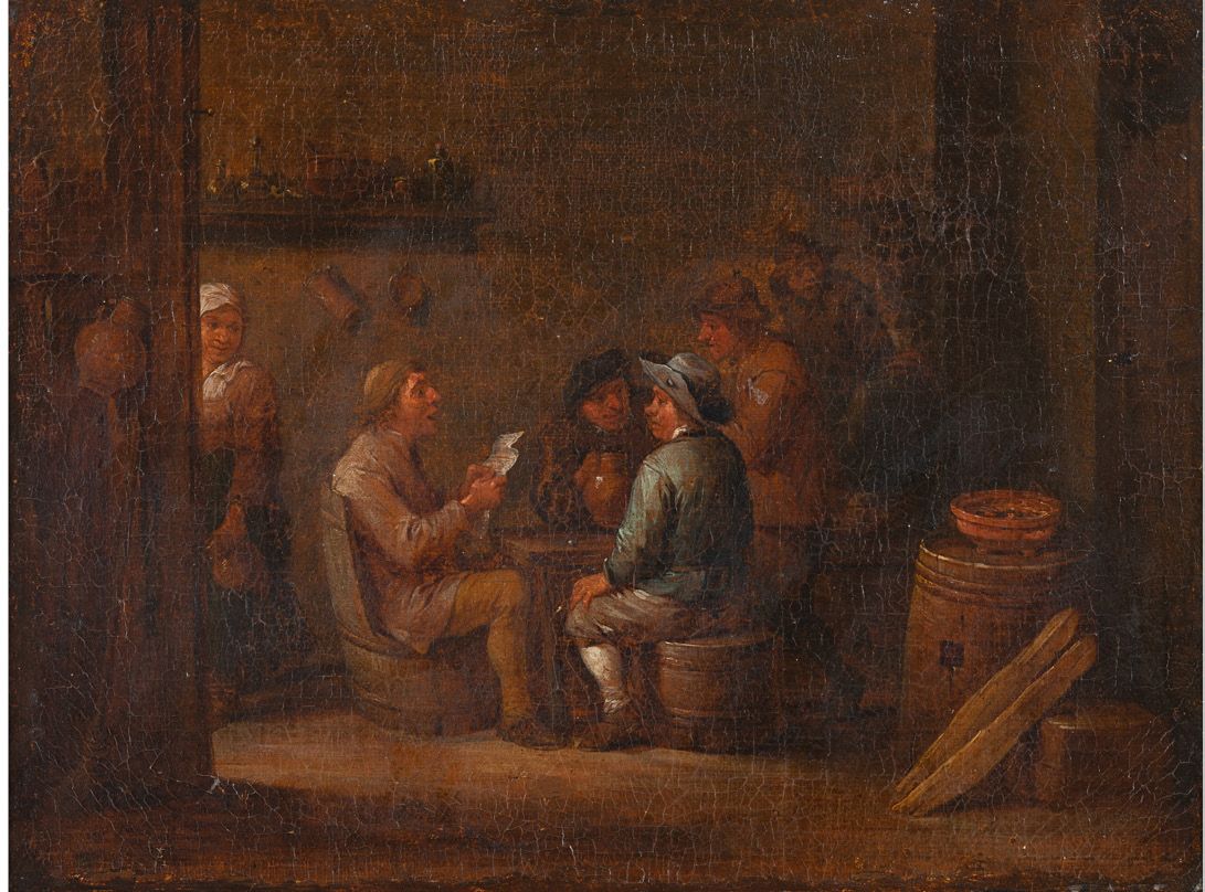 TENIERS David de (Ecole de) 1610 - 1690 
La lecture de la Gazette dans une taver&hellip;