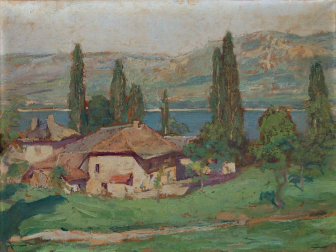 Lucien Hector JONAS (1880-1947). 
El lago de Bourget, el Mont Revard y el Bourde&hellip;