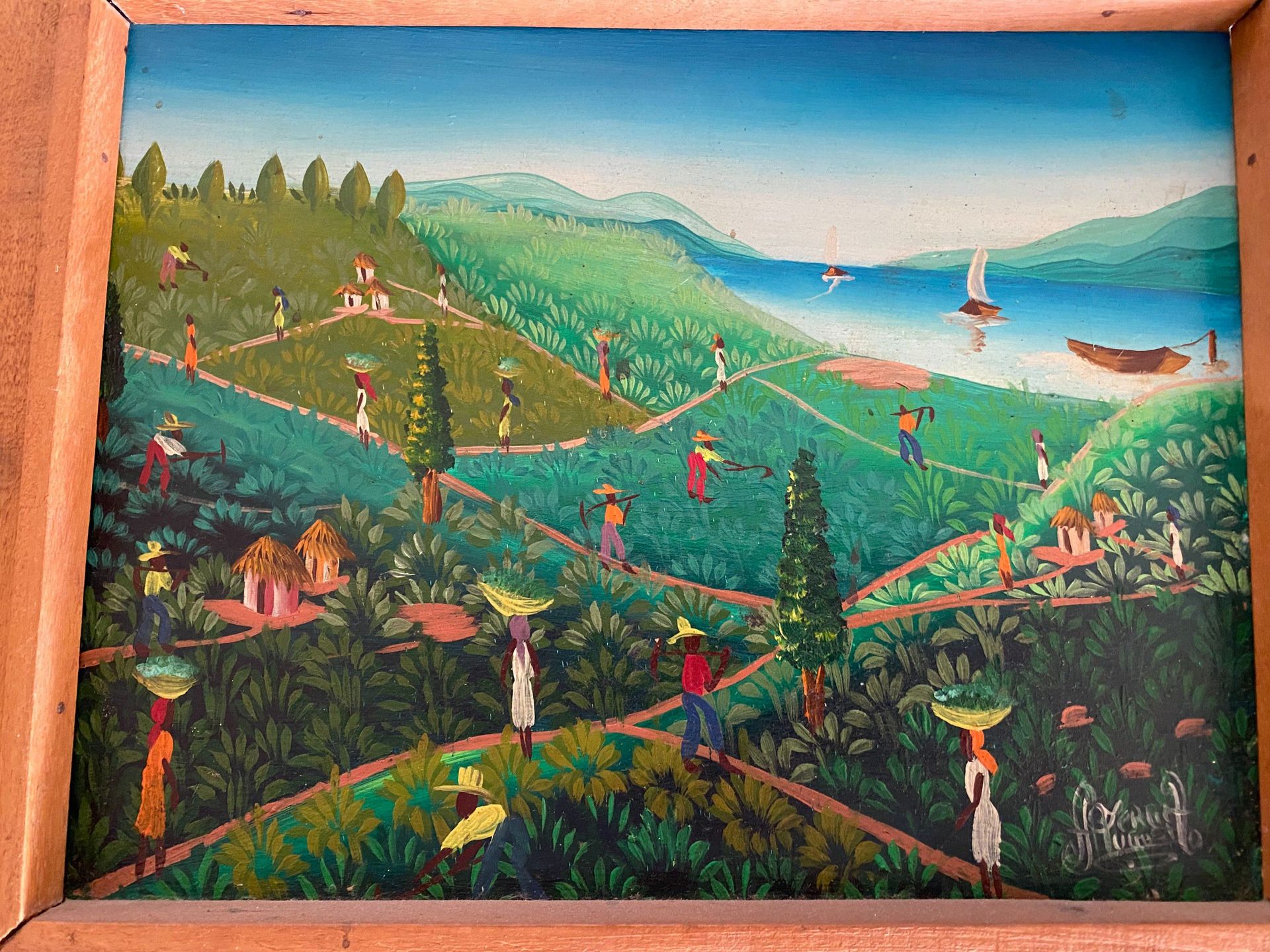 Null Haitianische Gemälde, darunter: Dorfszenen, belebte Bäume, Dörfer, Landscha&hellip;