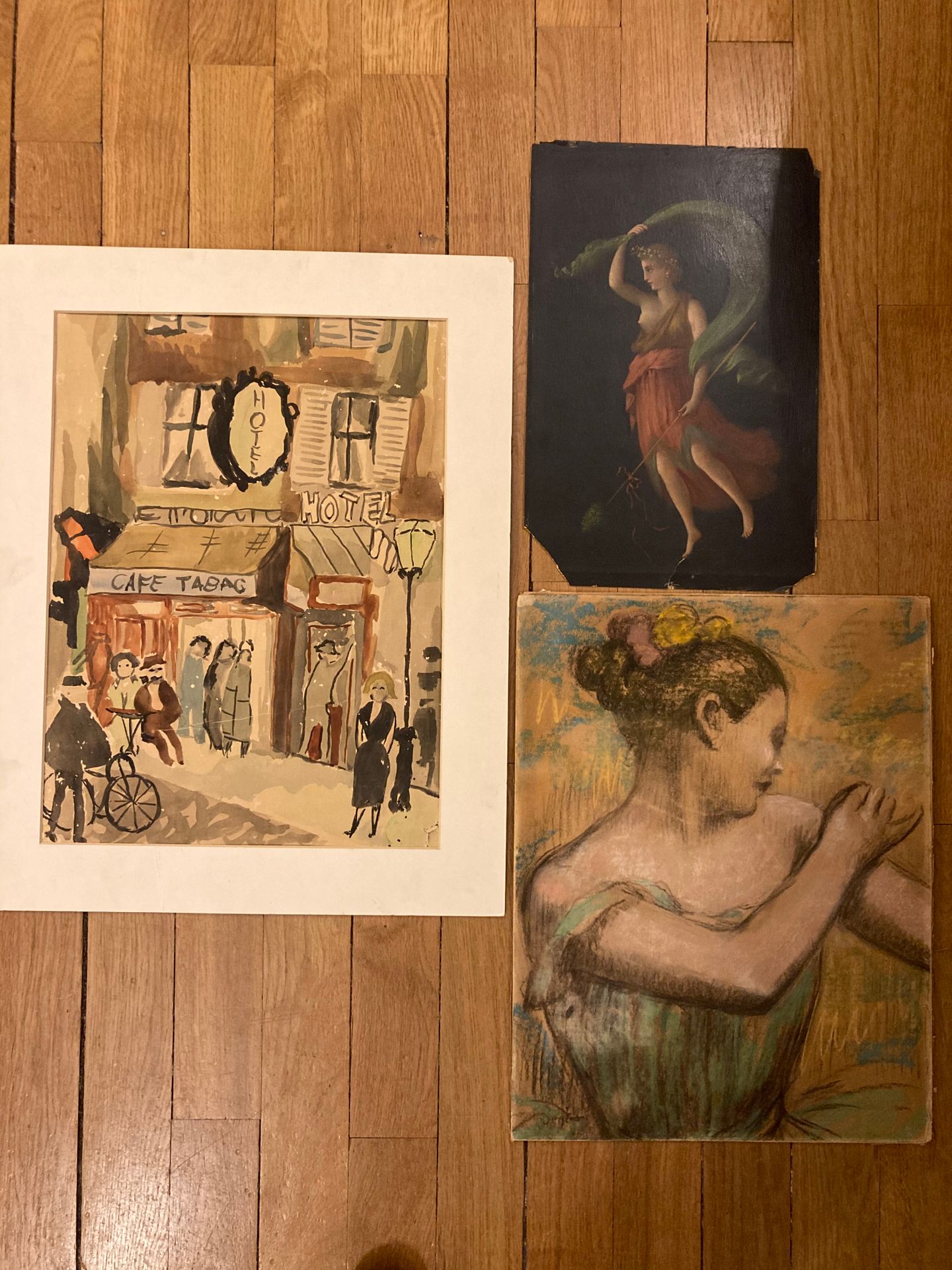 Null 地段包括。La Speranga (Pompeii)，纸上油画；在Tabac咖啡馆前：水彩画；在E. Degas的《舞者研究》之后：粉彩画，左下方有签&hellip;