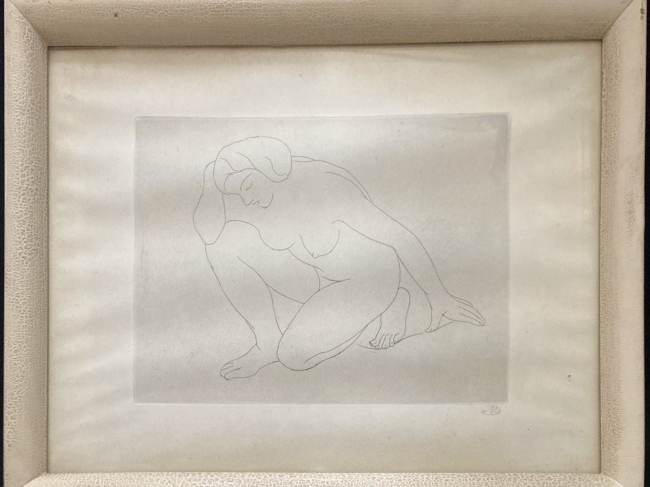 Null 阿里斯蒂德-马约尔 (1861 - 1944)

妇女跪在左膝上，手肘放在右膝上。

铺设在纸上的蚀刻画，右下方有签名。出版商H.的干印。佩蒂埃特。
&hellip;