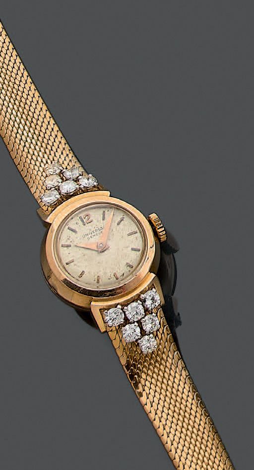 Null Montre bracelet de dame en or jaune 750 millièmes, la montre de forme ronde&hellip;