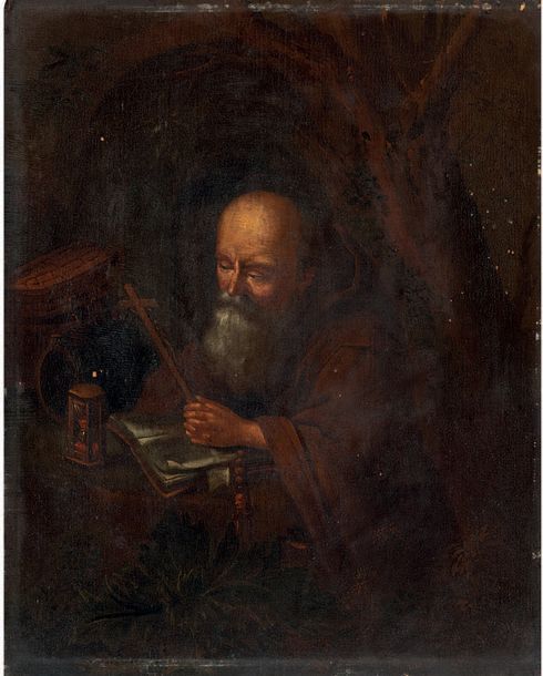 DOU Gérard (Gerrit) (D'après) Leyde 1613 - id.; 1675 Ermite priant sous un arbre&hellip;