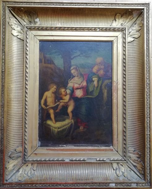 ROMANO Giulio (D'après) 1499 - 1546 La Sainte Famille avec le petit Saint-Jean e&hellip;