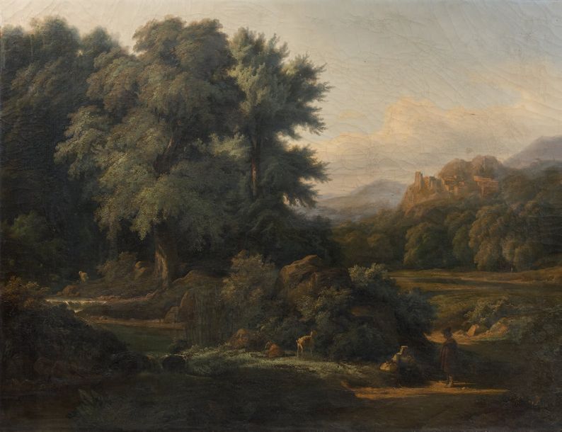 REMOND Jean-Charles-Joseph (Attribué à) (Paris, 1795 - Paris, 1875) Paysage à la&hellip;