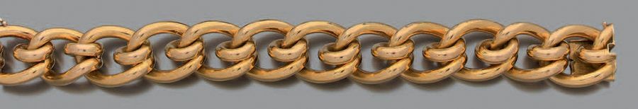 Null Bracelet articulé en or jaune 750 millièmes, les maillons ovales à enroulem&hellip;