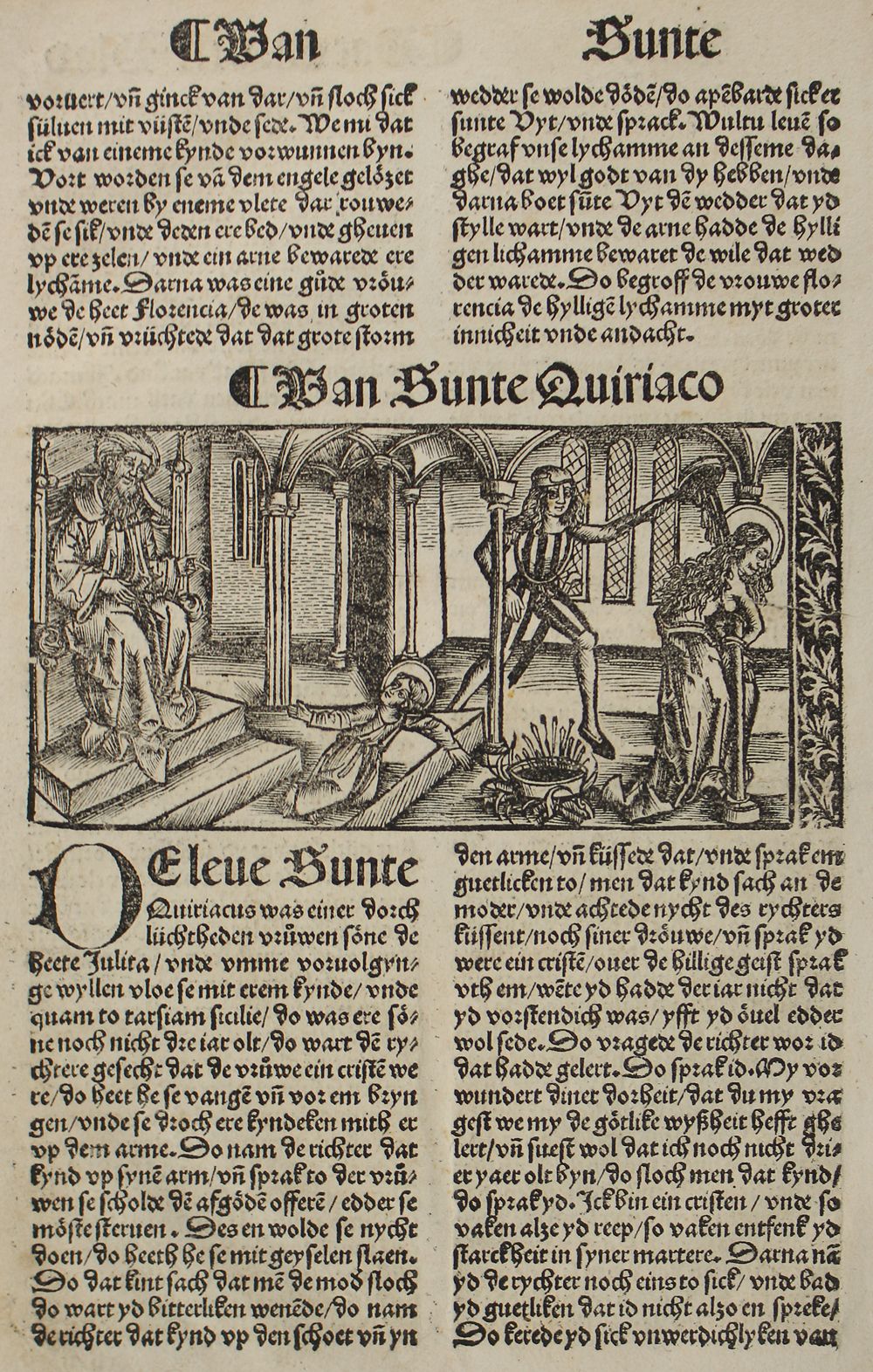 Heiliger Quiriakus. 梵蒂冈-奎利亚科。全文对开的木版画（对开DXLVIII），来自 "Passional efte Dat leuent d&hellip;