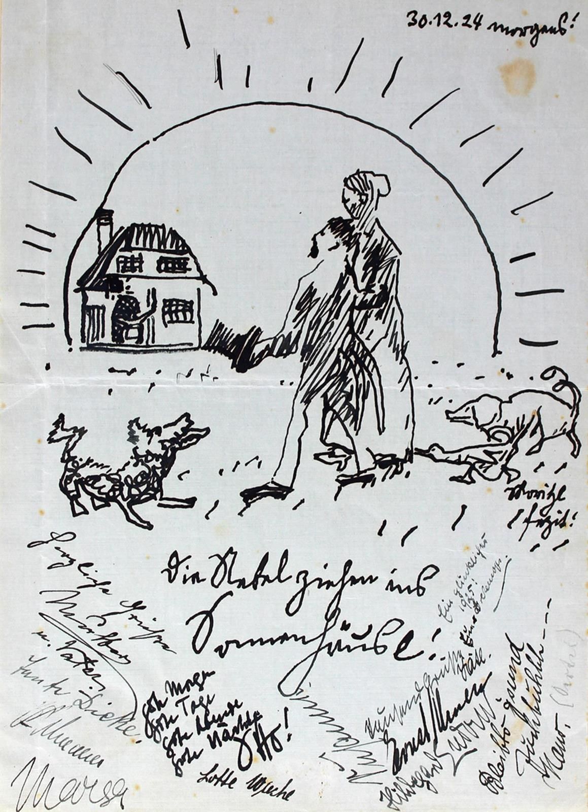 Gästebuch 一个家庭的弗里茨和米莉-内贝尔，有许多亲笔签名。铭文，O.O. 1924-1943. Cl.4°.14 tr. Fol., 103 w. F&hellip;