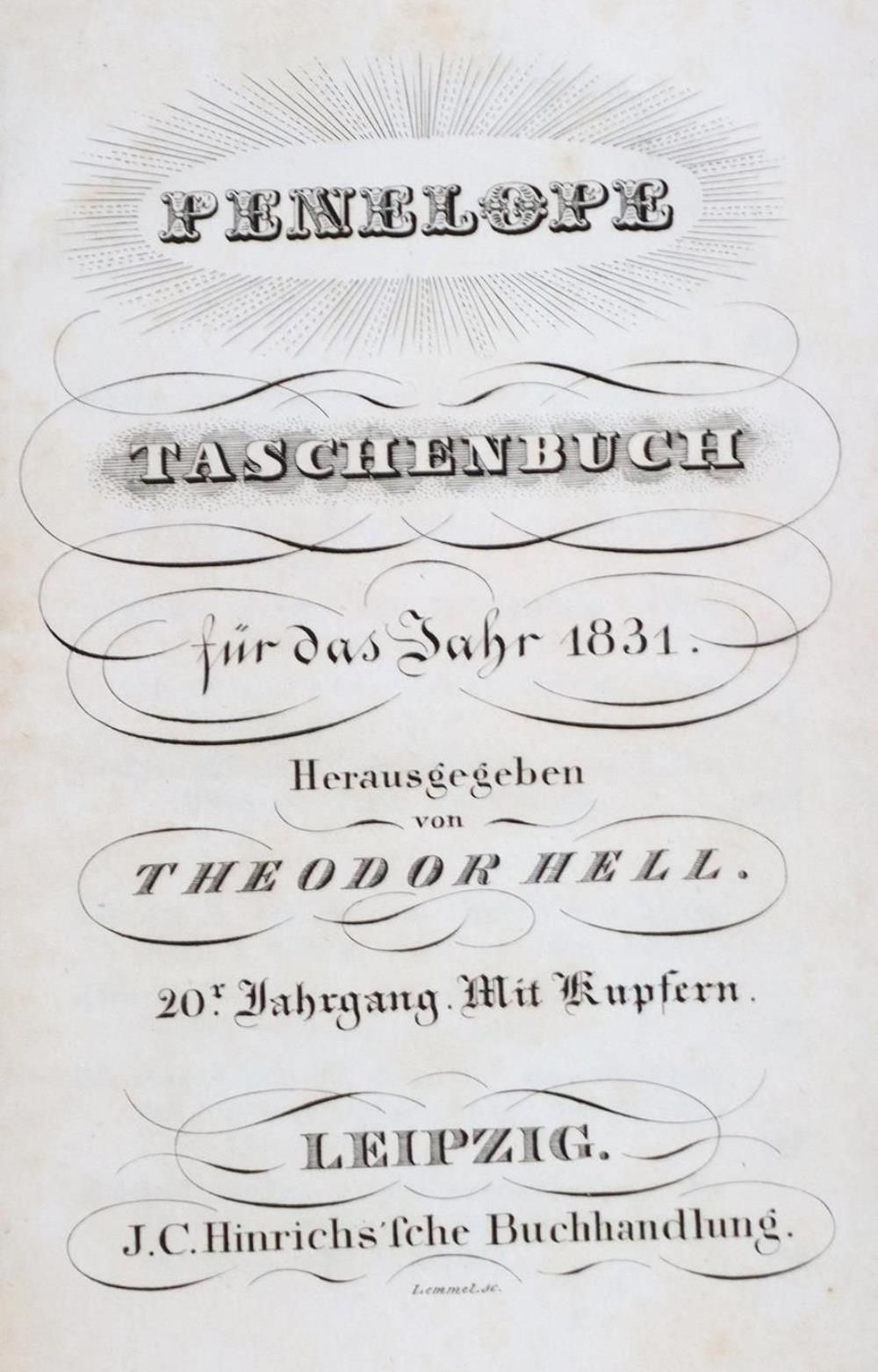 Penelope. 1832年的口袋书，第21卷，由T.Hell编辑。Lpz, Hinrichs (1831).Kl.8°。有了GEST。title, gest&hellip;