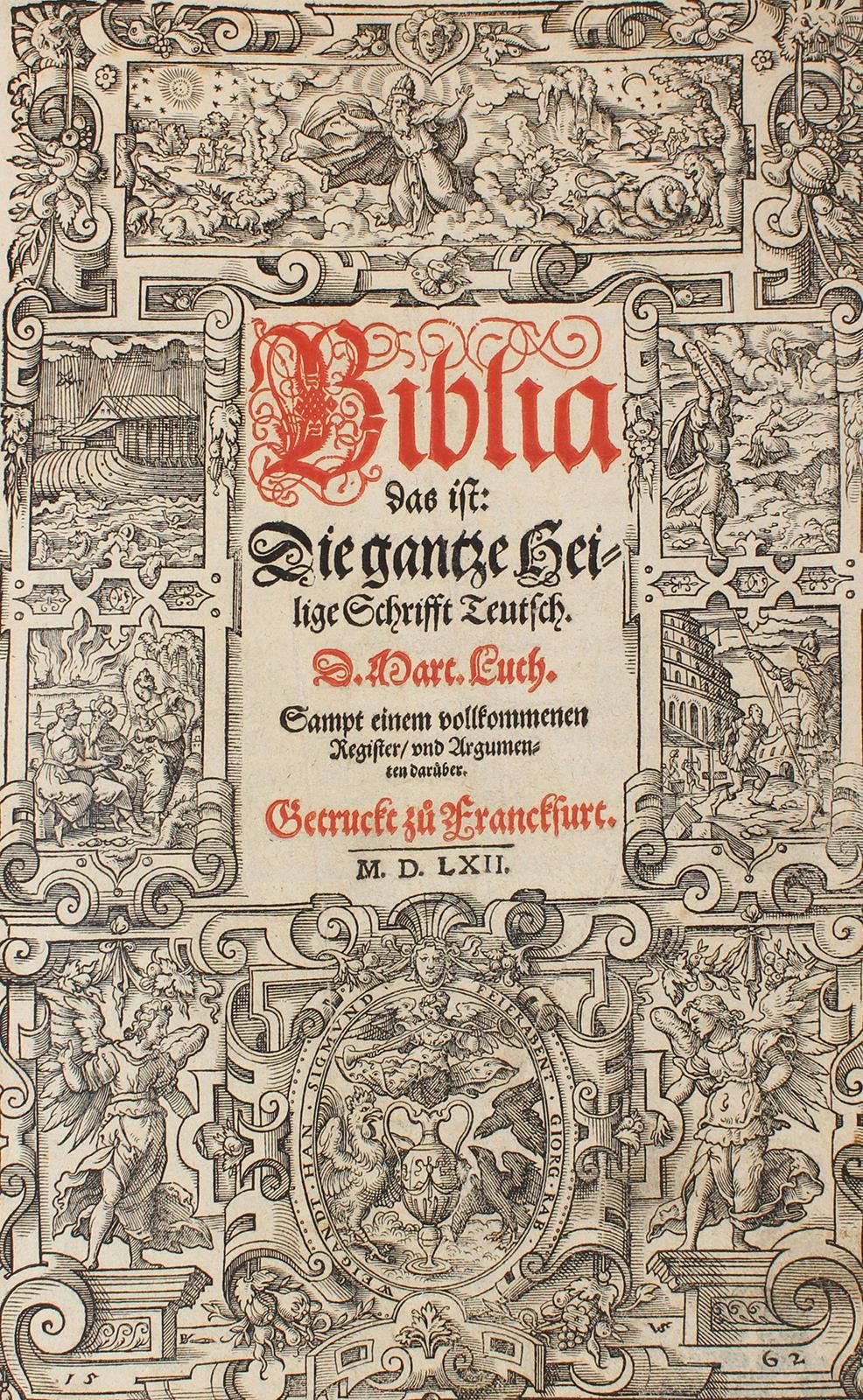 Biblia germanica. 圣经》，即：D.Mart著的德语版全部圣经。Ffm., (Han, Raben u. Feyerabend) 1562. F&hellip;