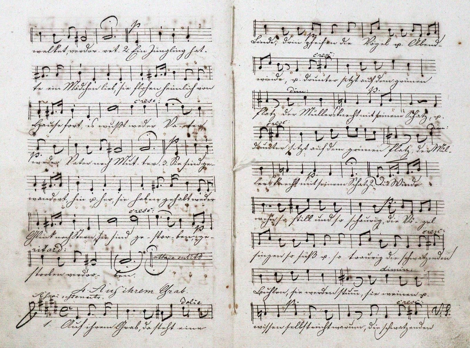 Papst,W. 为女高音、中音、男高音和低音而作的歌曲，由费利克斯-门德尔斯-巴托尔迪创作。4份（部分）。W. Papst老师的德国纸上音乐手稿（约1910年&hellip;