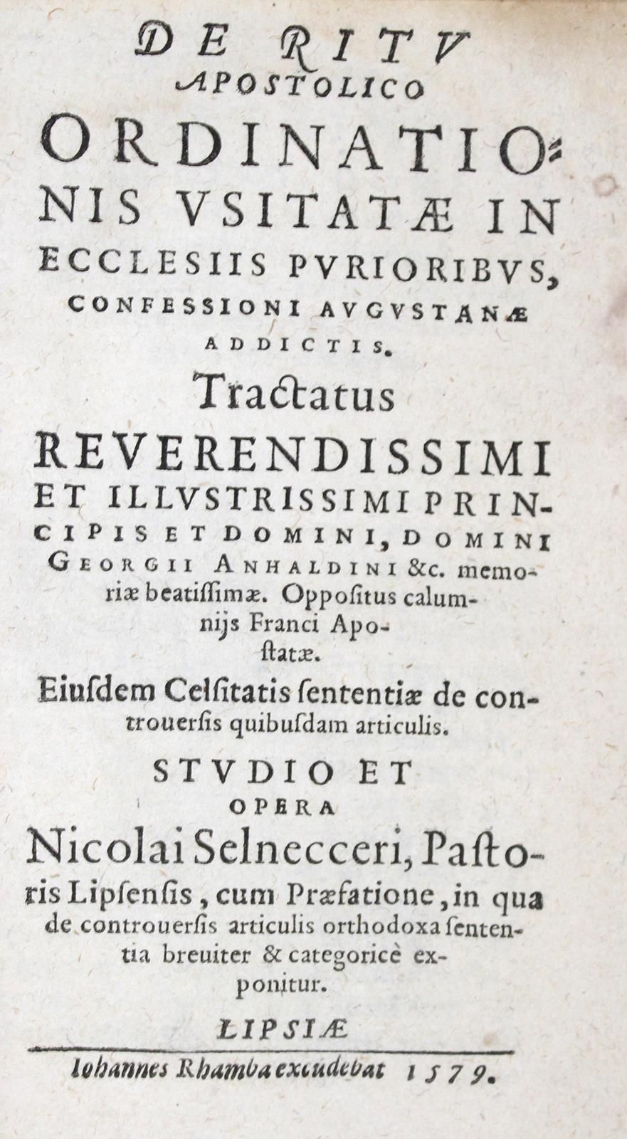 Georg III., Fürst von Anhalt. De ritu apostolico ordinationis usitatae in eccles&hellip;