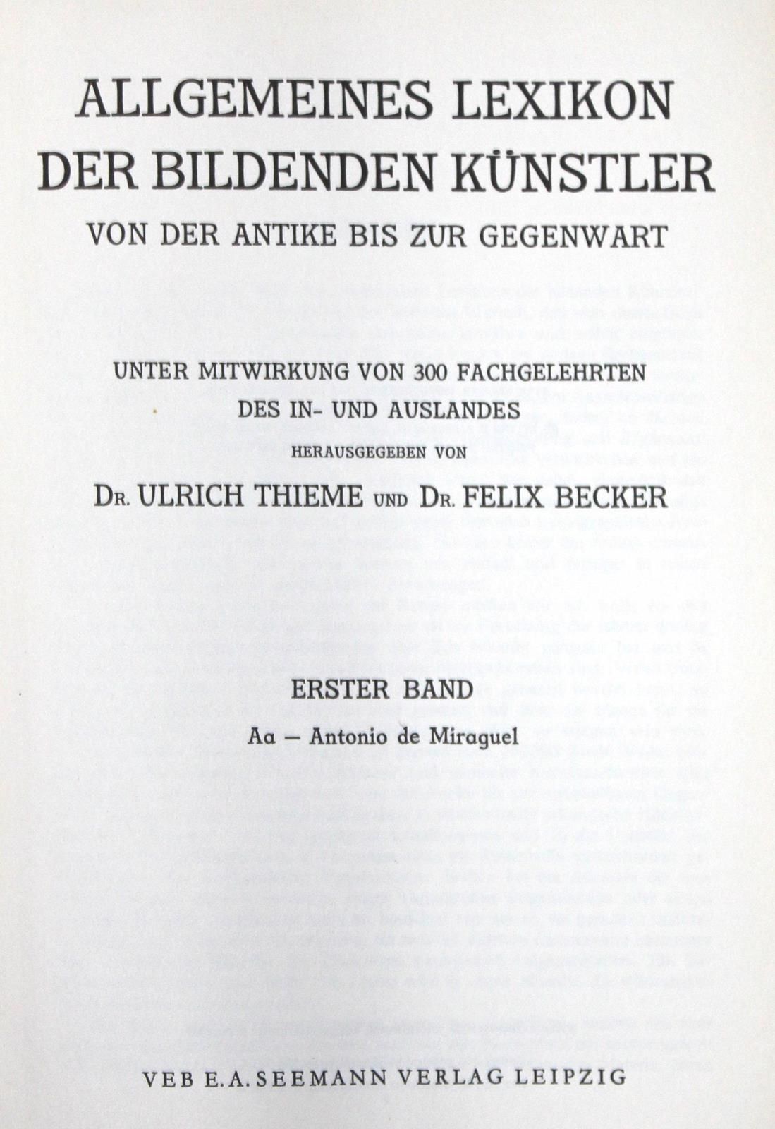 Thieme,U. U. F.Becker. Allgemeines Lexikon der bildenden Künstler von der Antike&hellip;