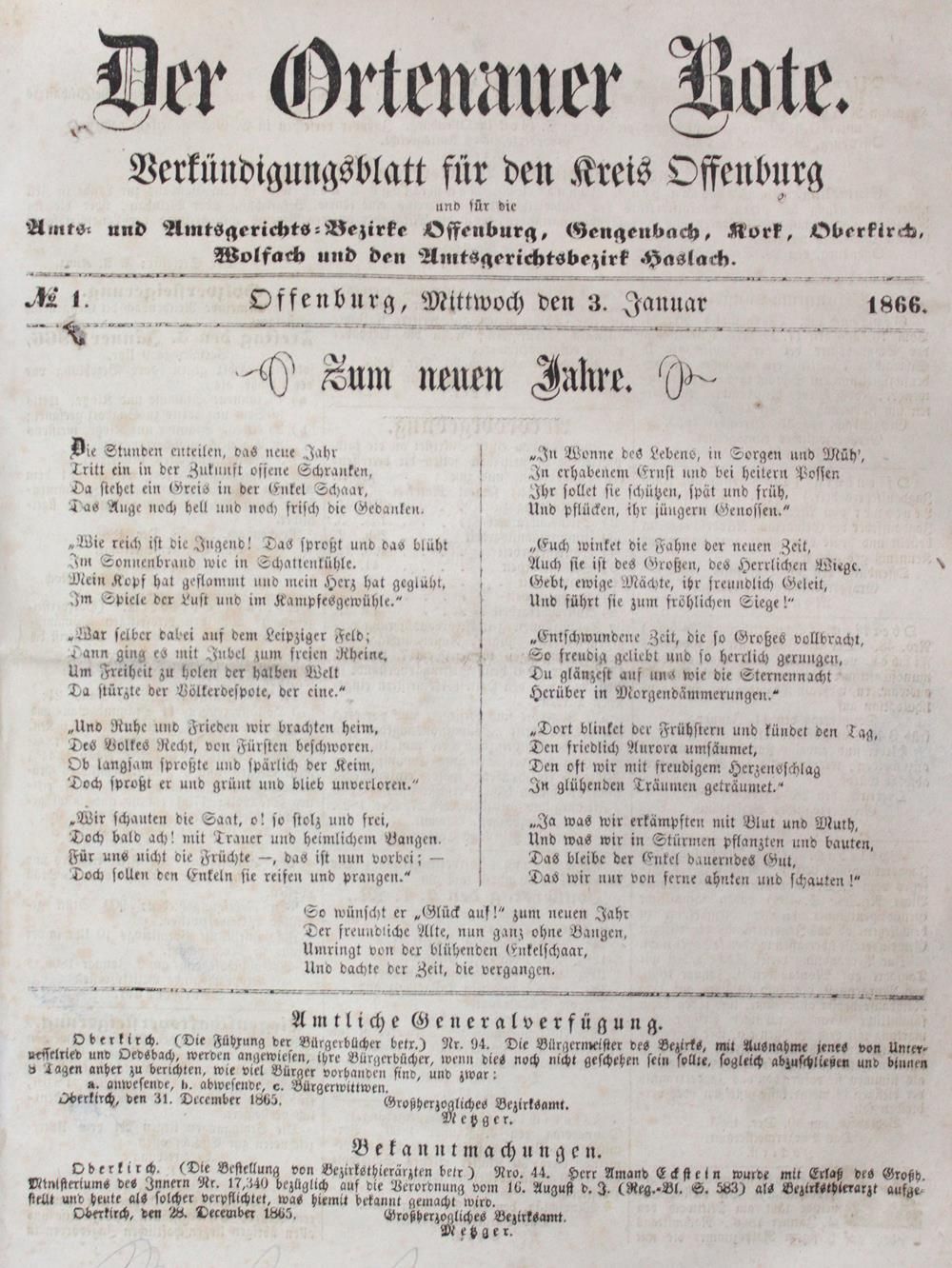 Ortenauer Bote, Der. Announcement Gazette for the District of Offenburg and for &hellip;