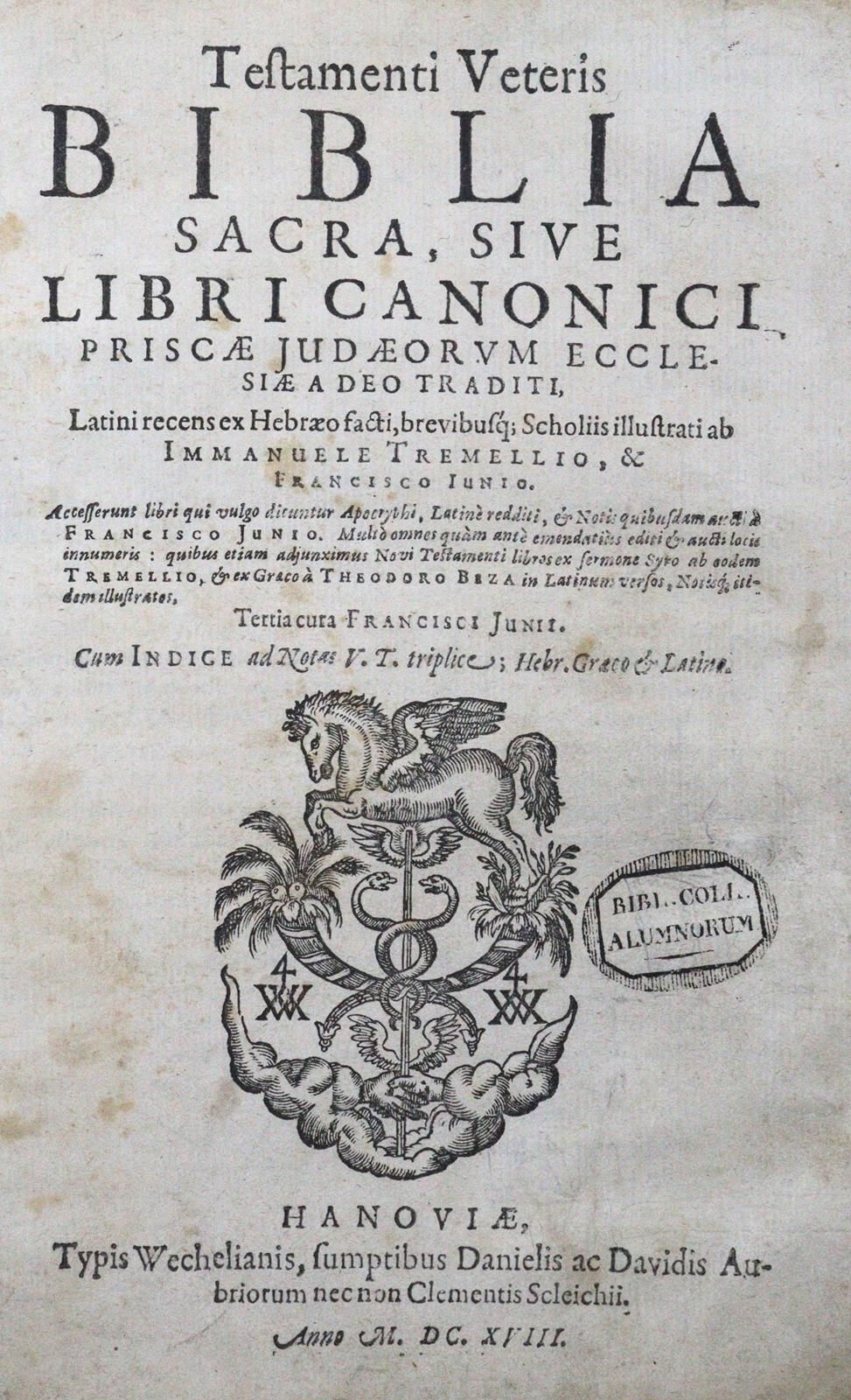 Testamenti Veteris Biblia Sacra, sive libri canonici priscae judaeorum ecclesiae&hellip;