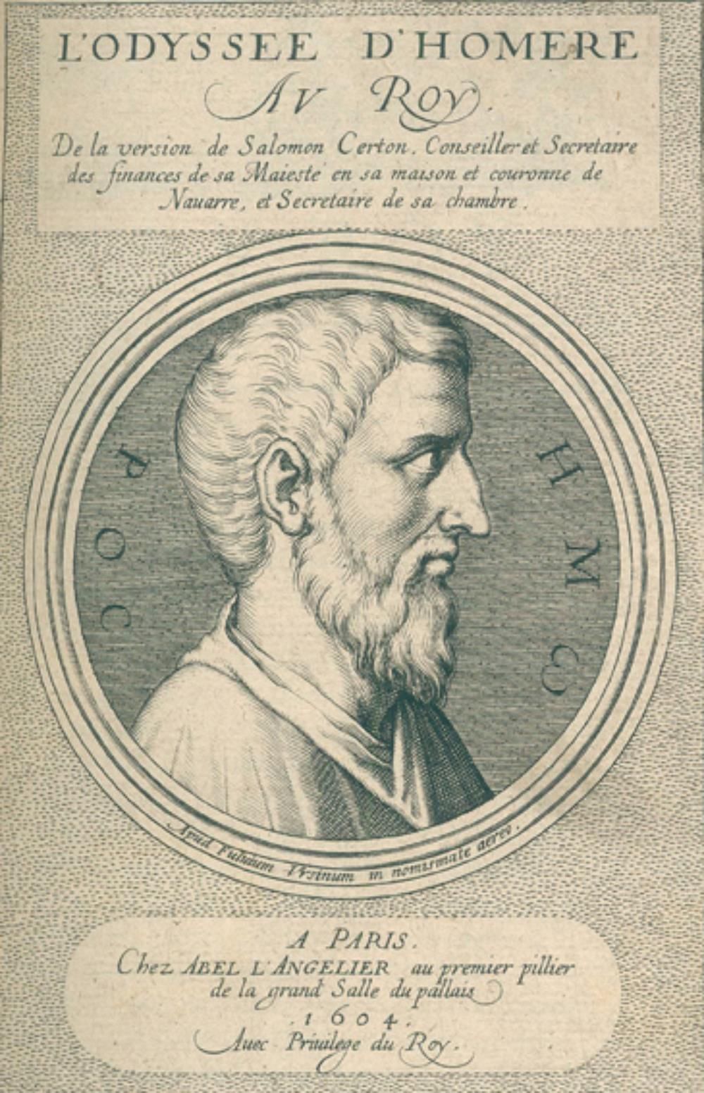 Homer. L'Odyssee.Salomon Certon....。巴黎，Angelier 1604年。 有铜质标题与肖像图案。3 nn., 325 num&hellip;