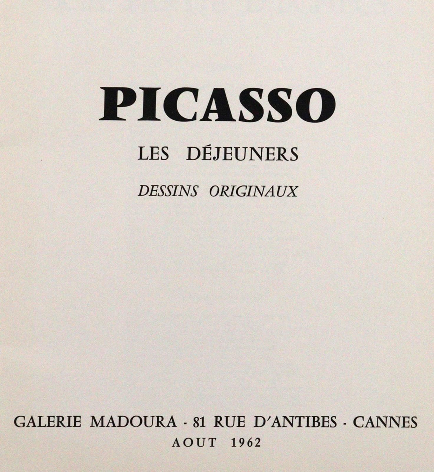Picasso,P. Les déjeuners. Dessins originaux. Cannes, Galerie Madoura 1962. Cl.4°&hellip;