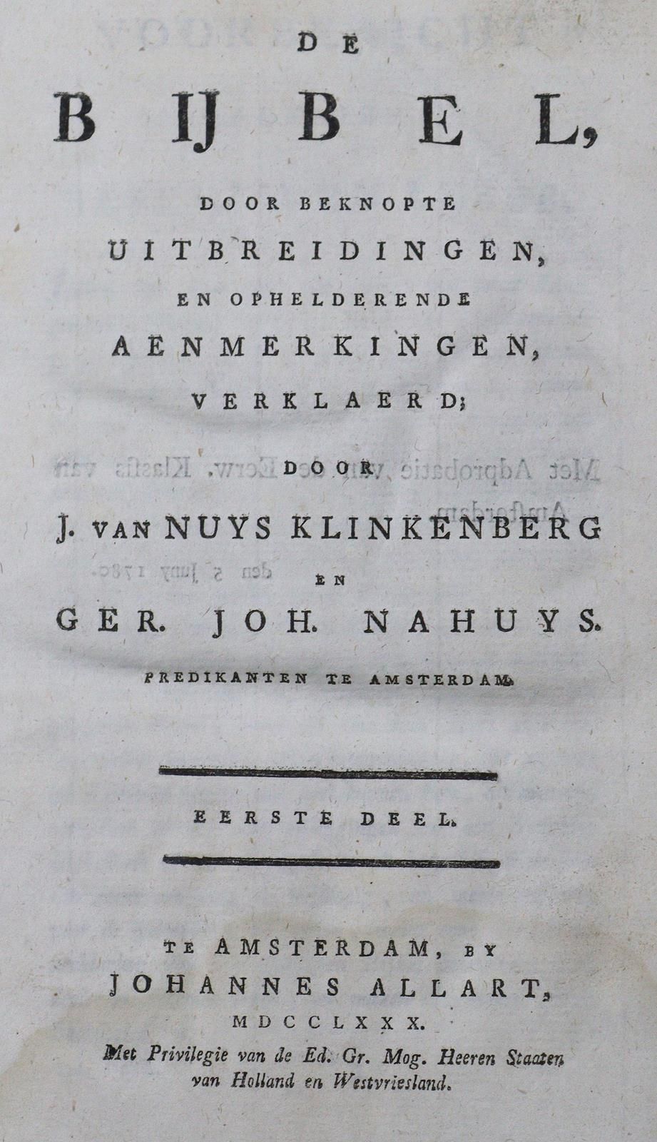 Nuys Klinkenberg,J.V. U. G.J.Nahuys. De bijbel, door beknopte uitbreidingen en o&hellip;