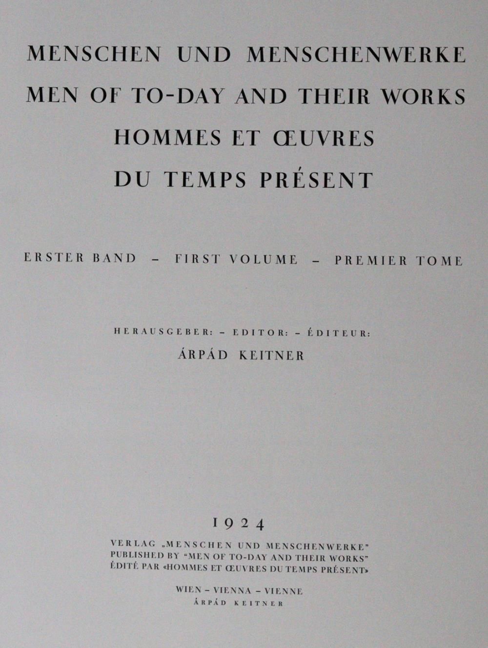 Keitner,A. Menschen und Menschenwerke. 3 in 4 vols. Vienna 1924-26. 4°. With num&hellip;
