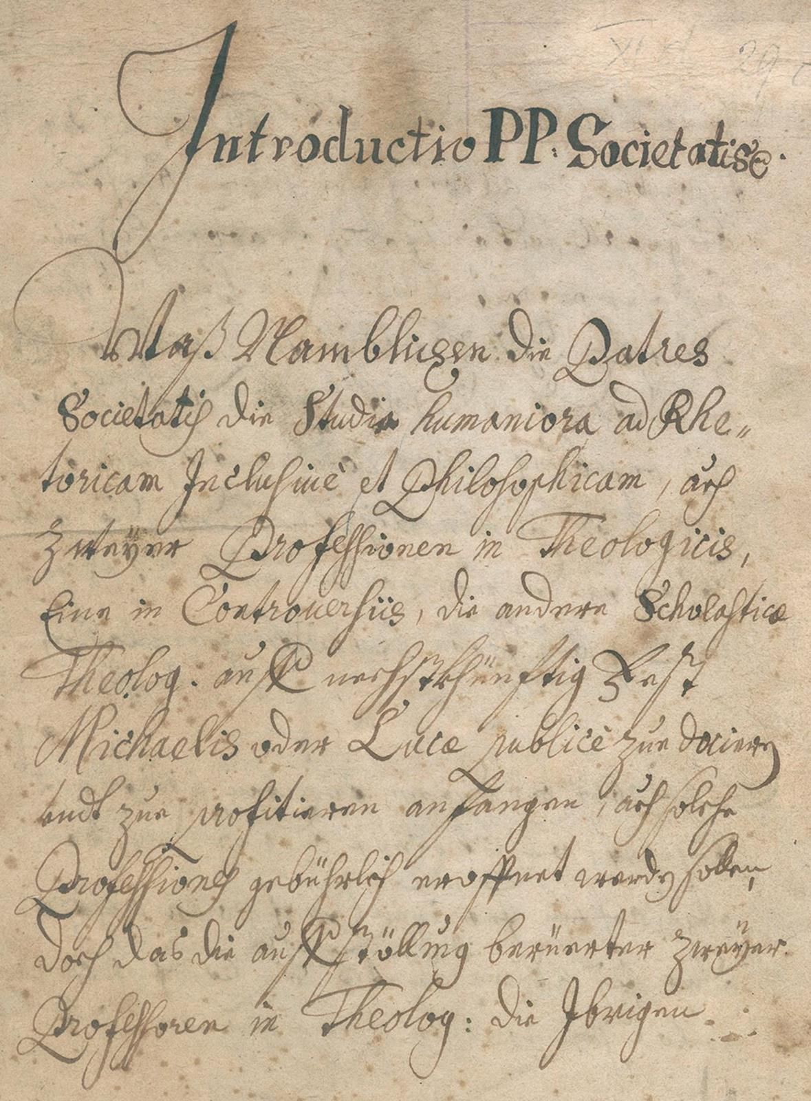 Introductio en PP. Societatis. Manuscrito en alemán y latín sobre papel. Manuscr&hellip;
