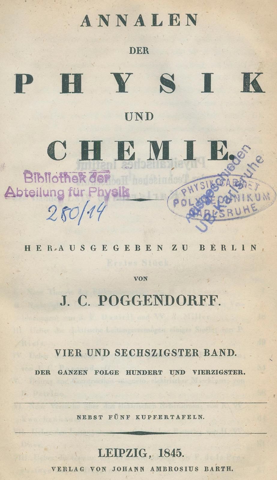 Kirchhoff,G. 关于电流通过一个平面，特别是一个圆形的平面。18 S.载于：Annalen der Physik und Chemie。由J.C. P&hellip;
